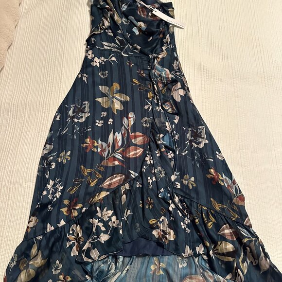 Adelyn Rae Navy Blue Floral Print Ruffled One-Shoulder Dress - Picture 6 of 7